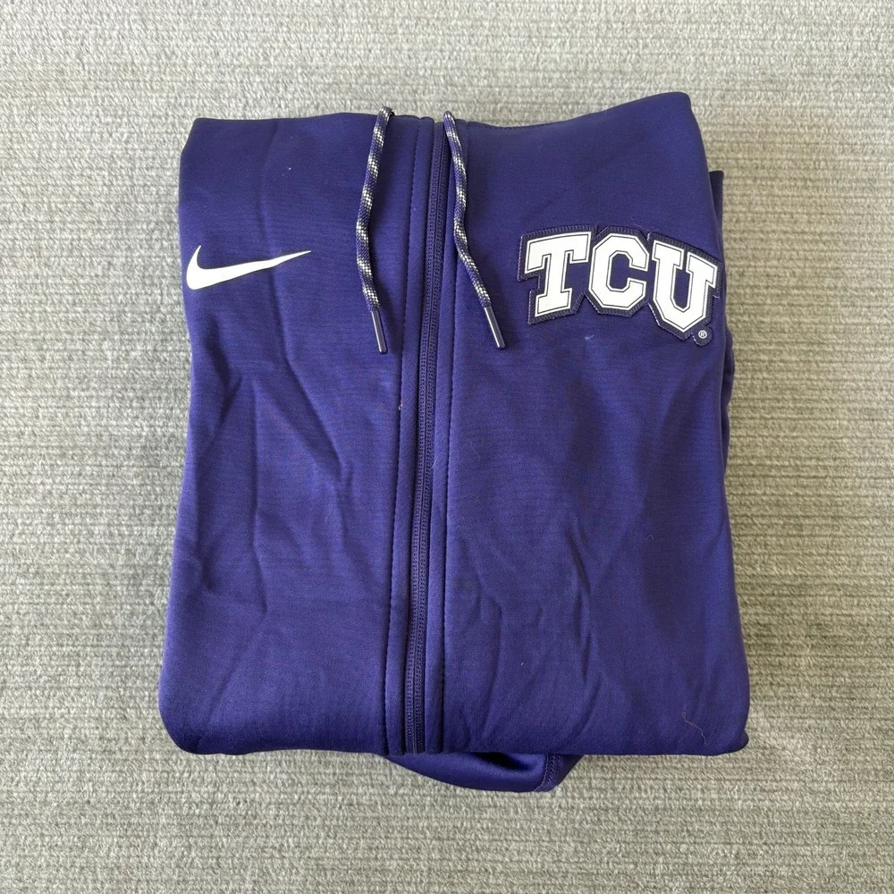 Nike Therma Fit Full Zip Sweater Men L Purple Texas Christian University Hoodie